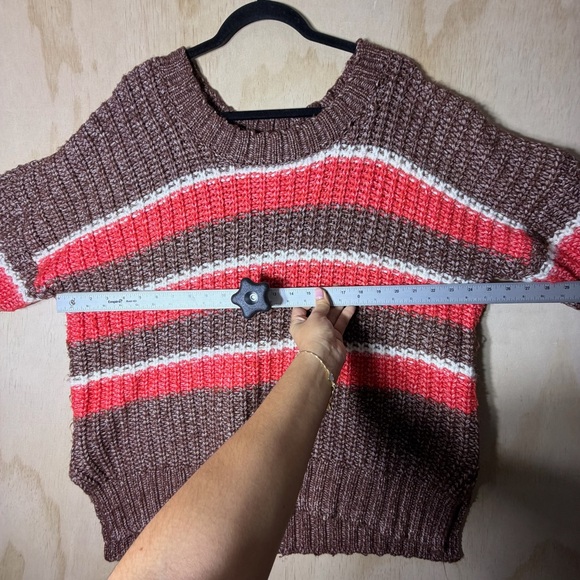 OFFLINE by Aerie Striped Ribbed Knit Crewneck Sweater Women’s Size M Chunky Cozy - Picture 4 of 10